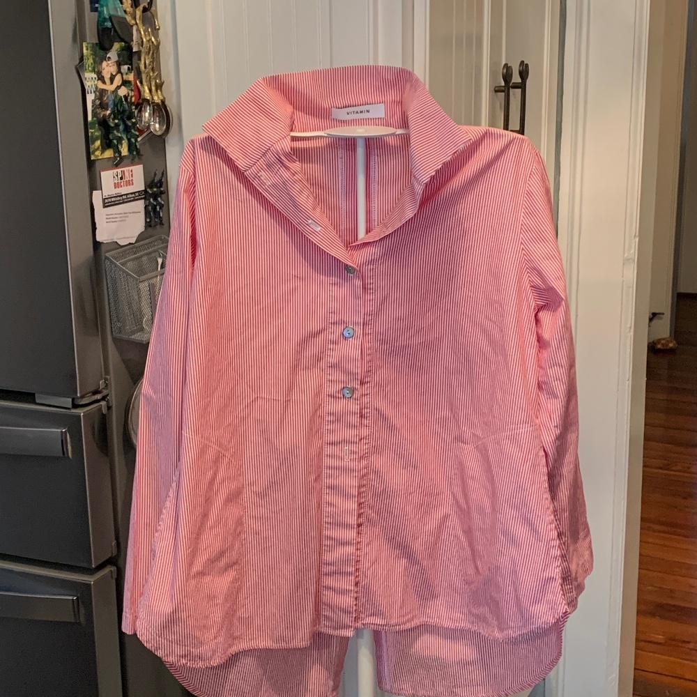 Boutique Vitamin front pocket  Oxford high‎ neck swing top. Worn 2x. 335 retail